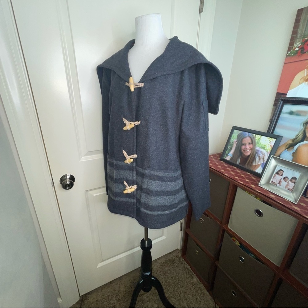Tommy Hilfiger Wool Blend Coat Hooded Toggle Rope Closure - Picture 7 of 17